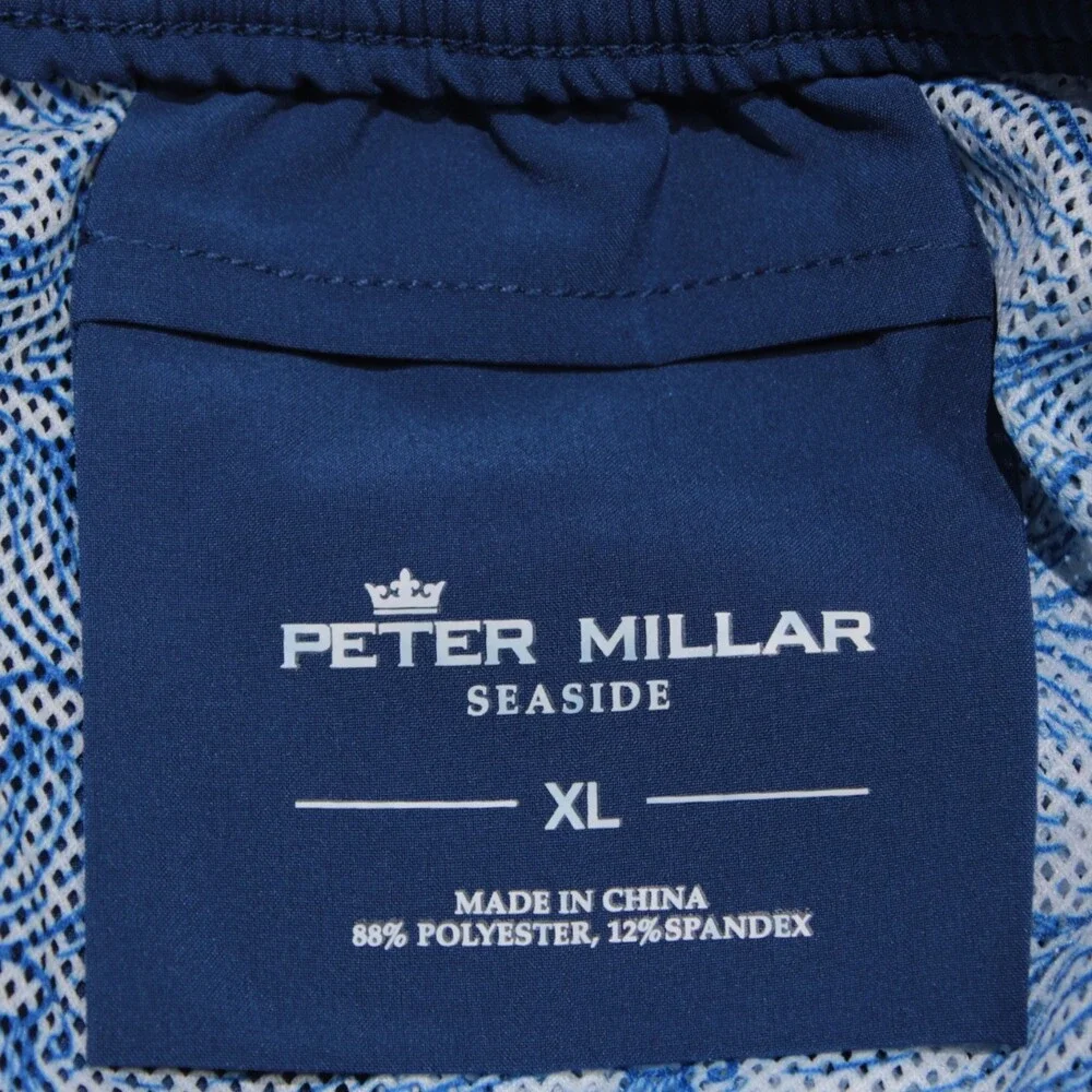Peter Millar NWT Swimsuit Size XL US Seaside In Solid Blue Polyester Blend
